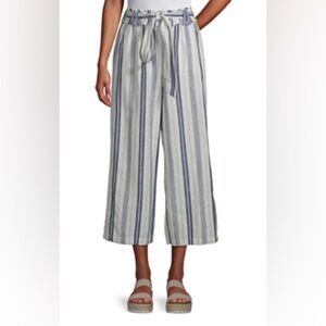 ANA wide-leg crop pants, blue & white, size XL
